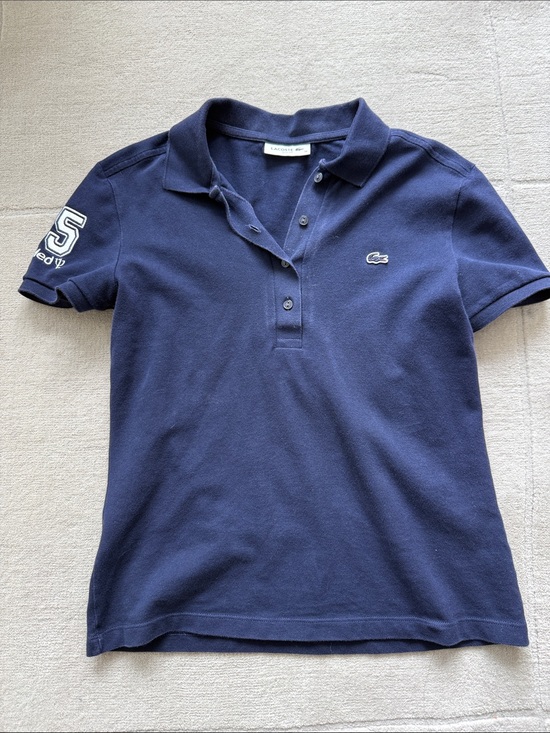 Lacoste Tops - Lacoste Woman’s Navy Polo Shirt with Sleeve Number Detail